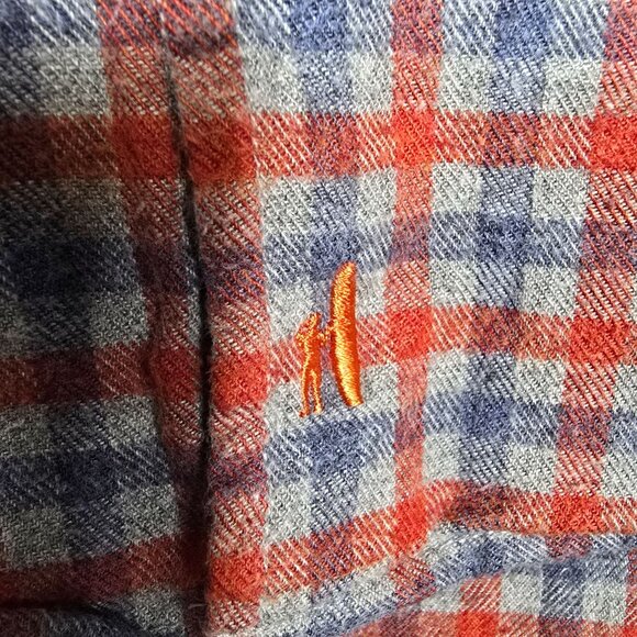 Johnnie o Hangin Out Button-Down Flannel Shirt Medium Long Sleeve Gray Red Plaid - Picture 7 of 9